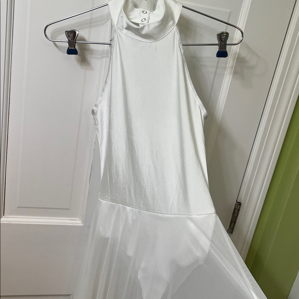 White Maxi Dress Dance Sheer Halter Angel Fairy Costume Halloween